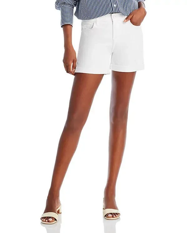 7 For All Mankind Shorts Women's 23 White Denim Cuffed High Rise Zip Fly JDM261