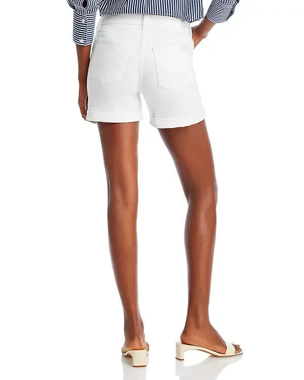 7 For All Mankind Shorts Women's 23 White Denim Cuffed High Rise Zip Fly JDM261