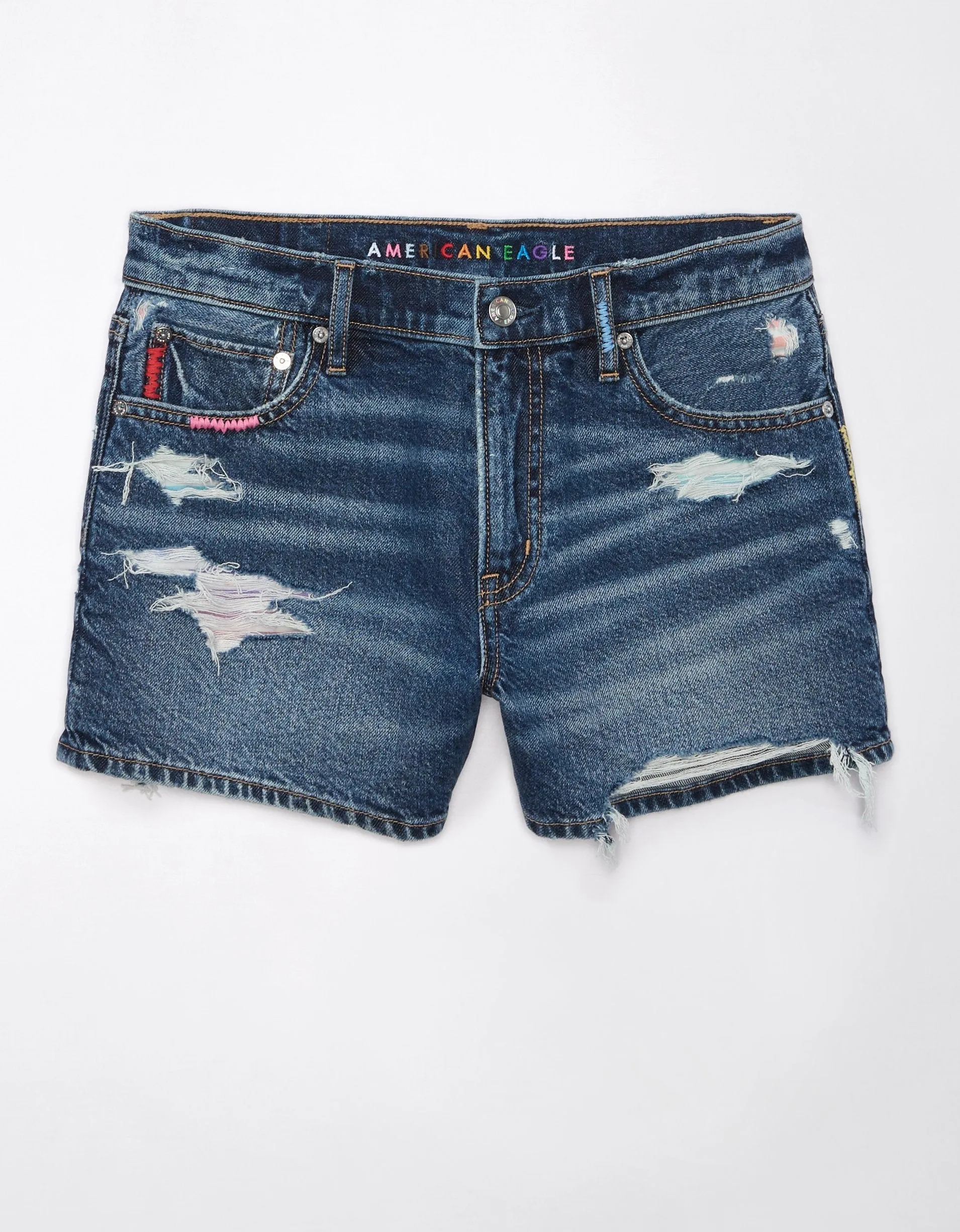 AE Pride Strigid Super High-Waisted Relaxed Ripped Denim Short