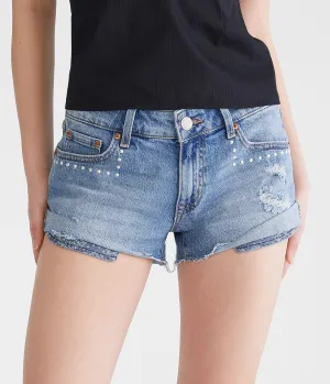 Aeropostale Vintage Low-Rise Denim Shorty Shorts