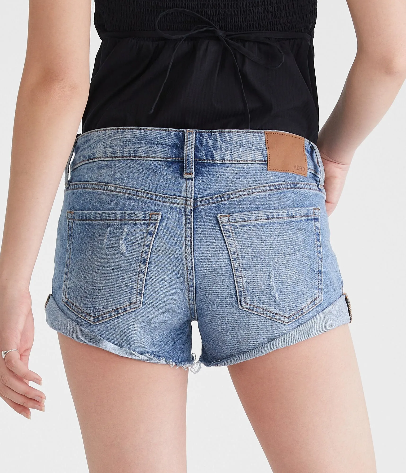 Aeropostale Vintage Low-Rise Denim Shorty Shorts