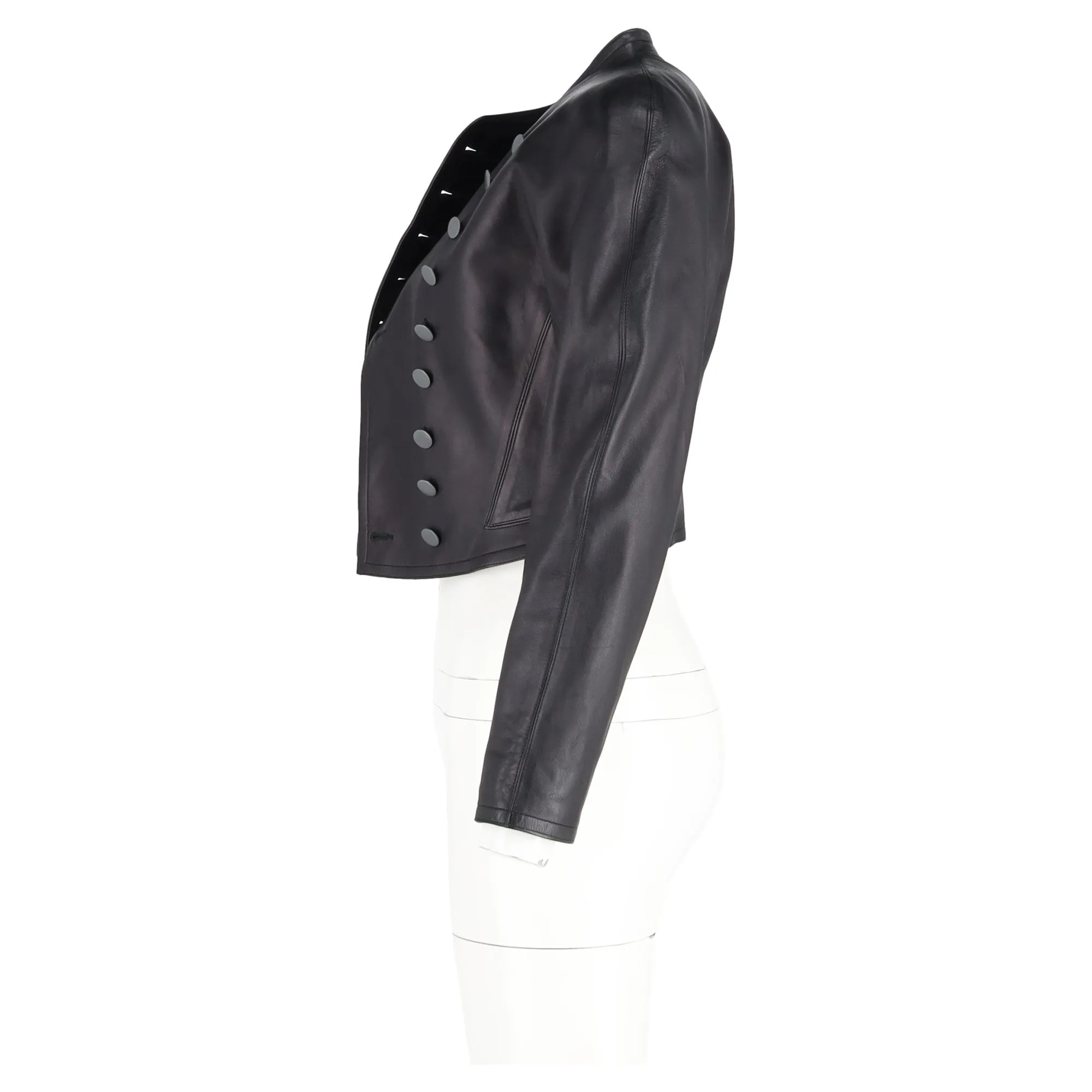 Alaa Buttoned Jacket in Black Leather