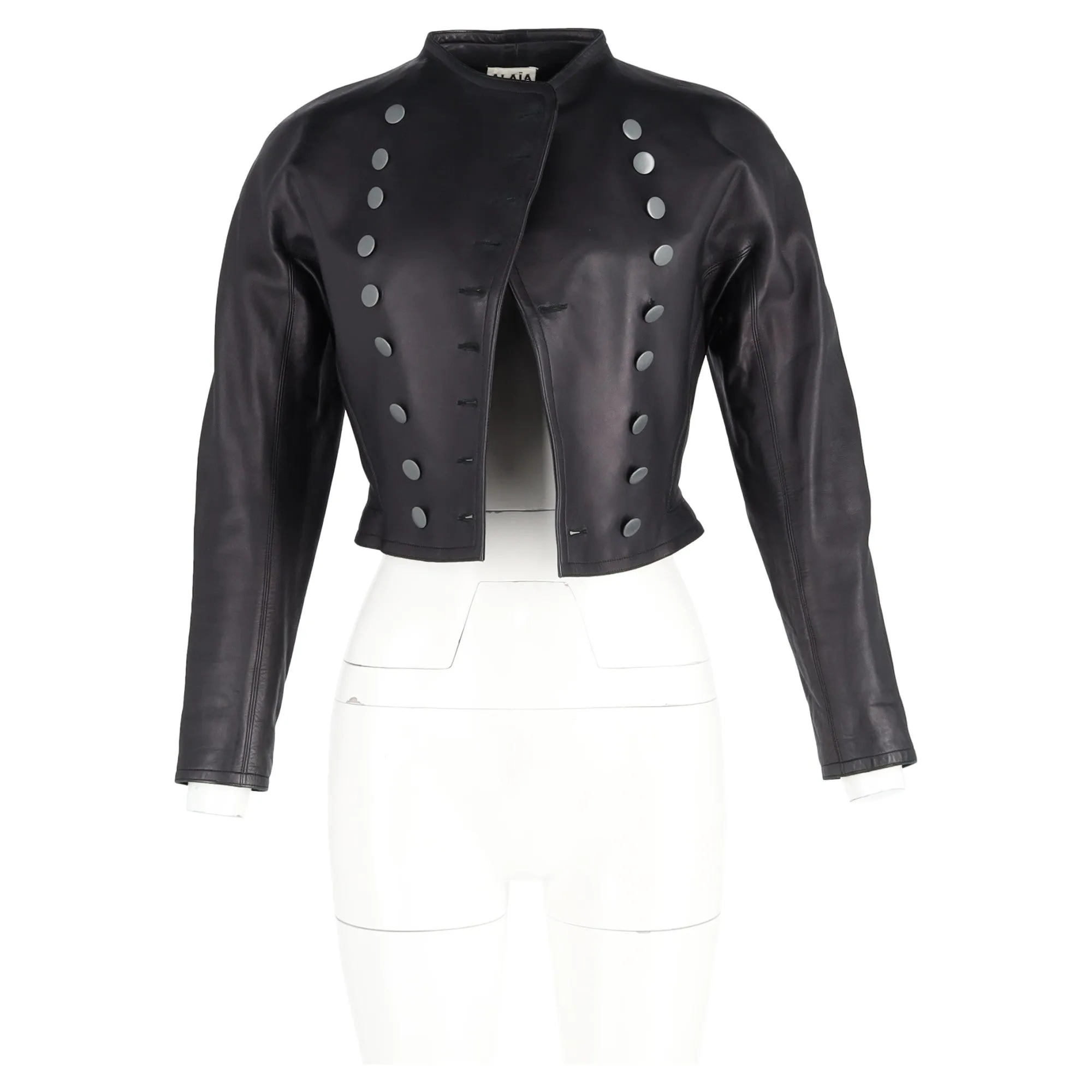 Alaa Buttoned Jacket in Black Leather