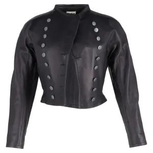 Alaa Buttoned Jacket in Black Leather