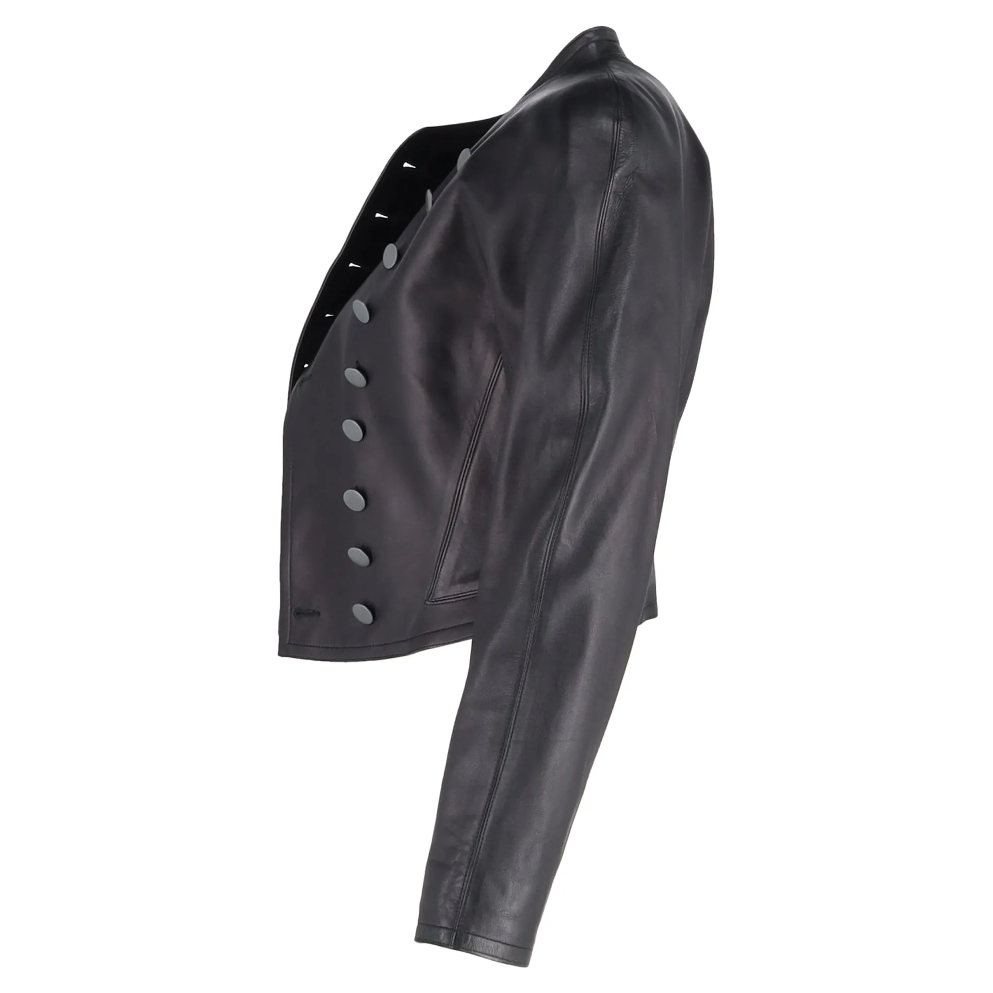 Alaa Buttoned Jacket in Black Leather
