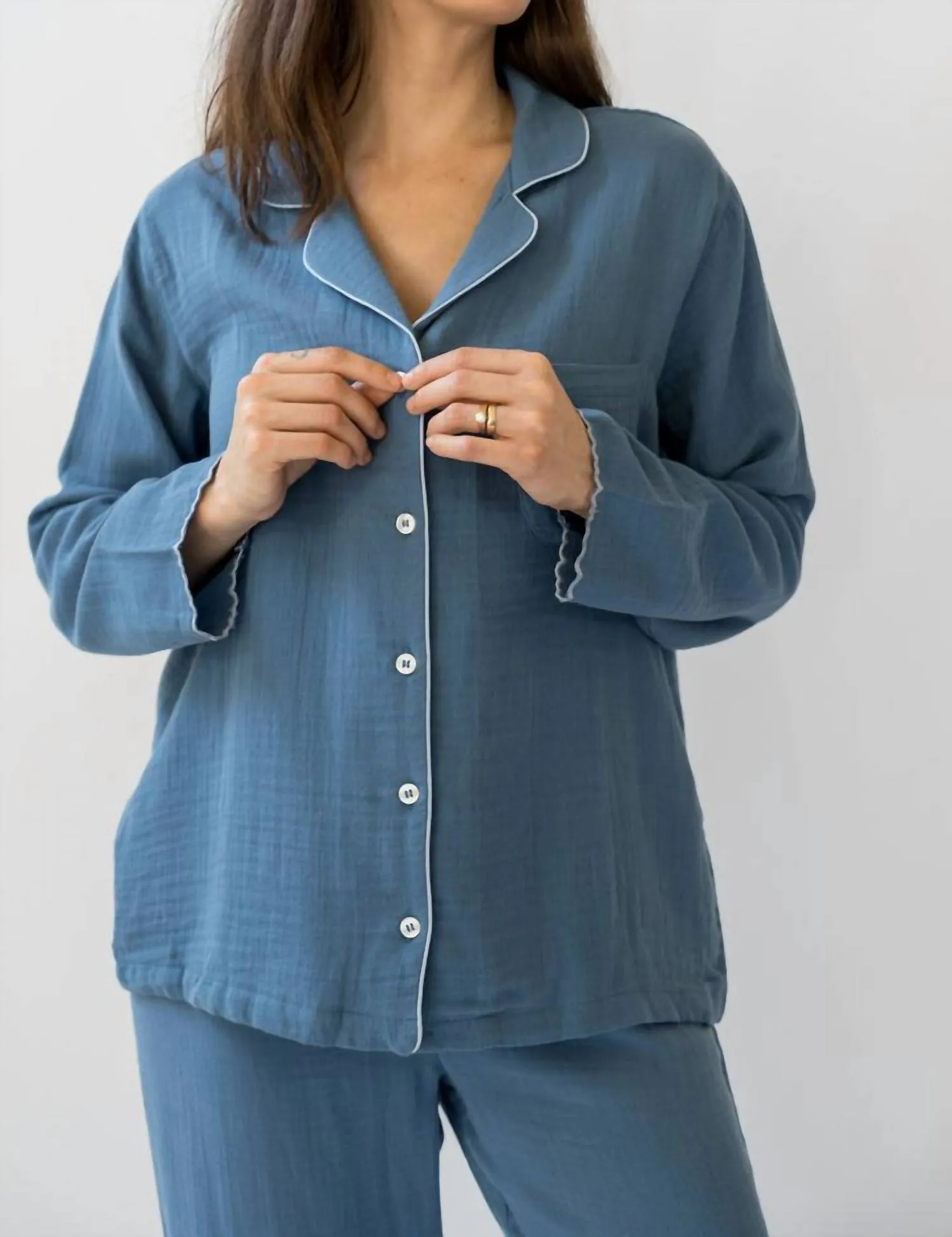 Alaia Long Pajama Set In Indigo