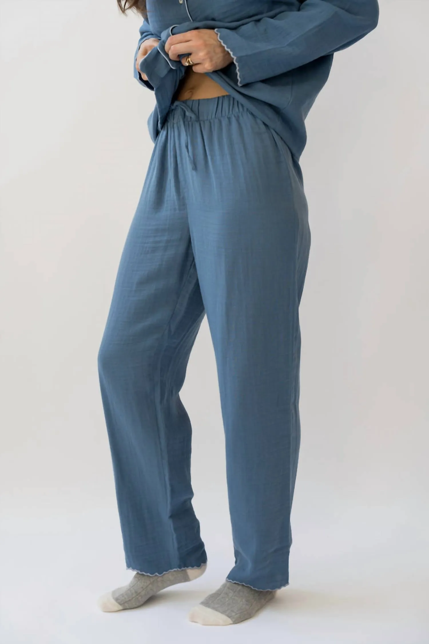 Alaia Long Pajama Set In Indigo
