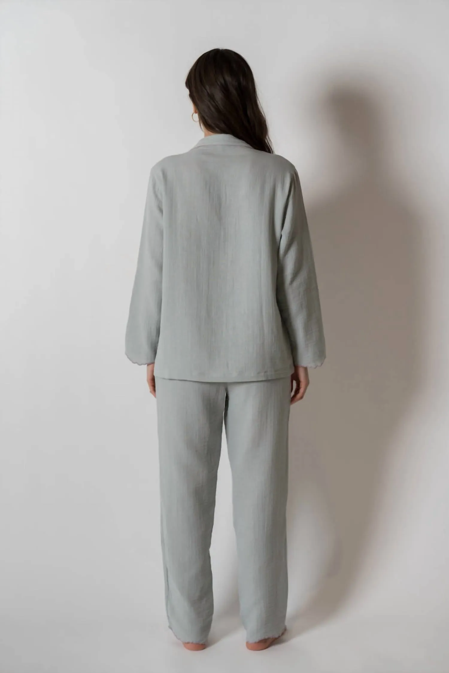 Alaia Long Pajama Set In Sage