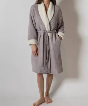 Alaia Sherpa Robe In Dusty Lavender