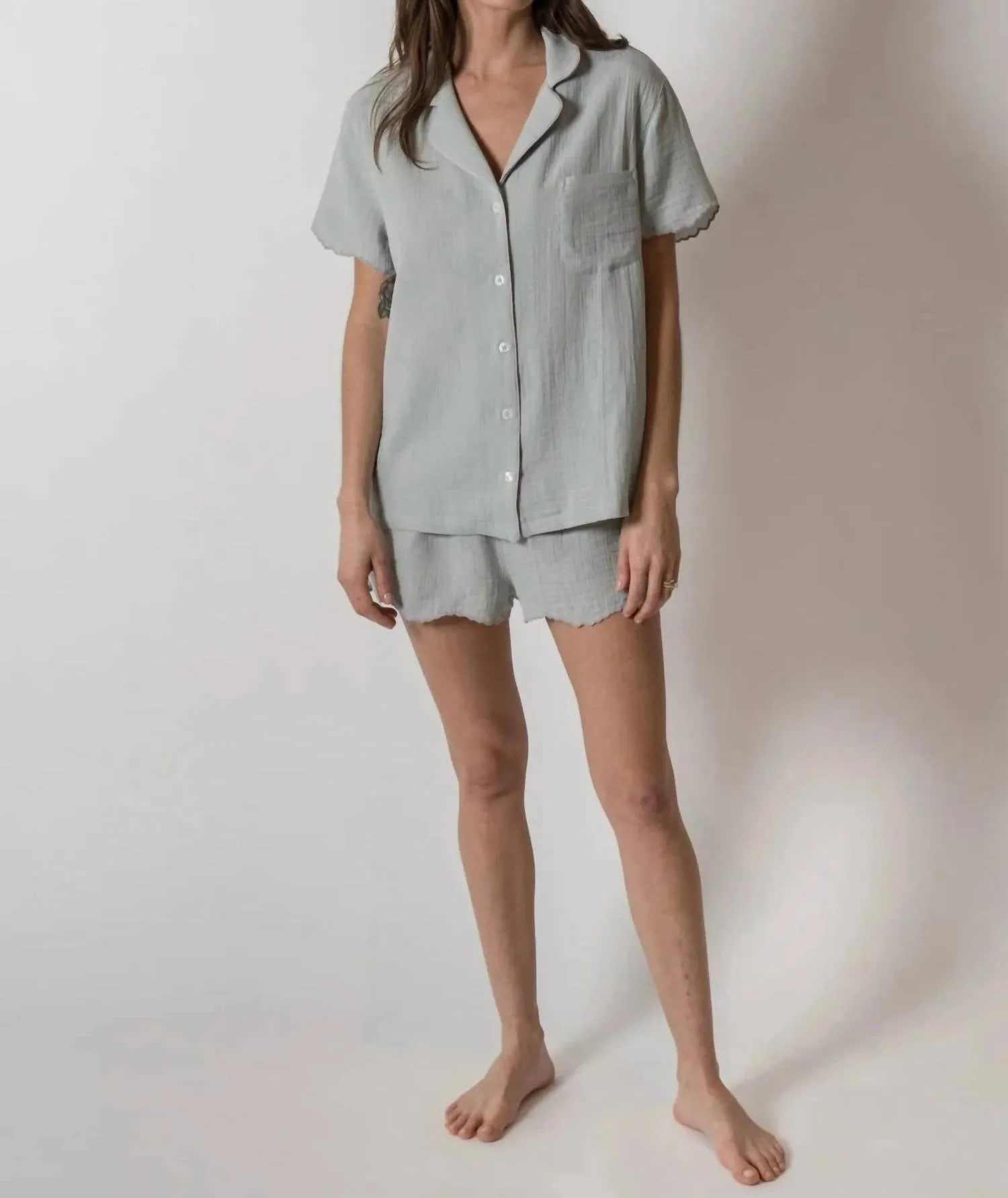 Alaia Short Pajama Set In Sage
