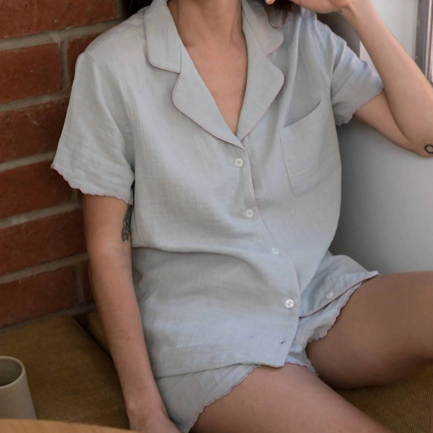 Alaia Short Pajama Set In Sage