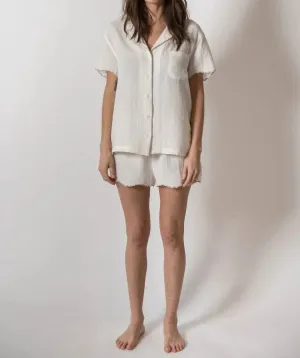 Alaia Short Pajama Set In White