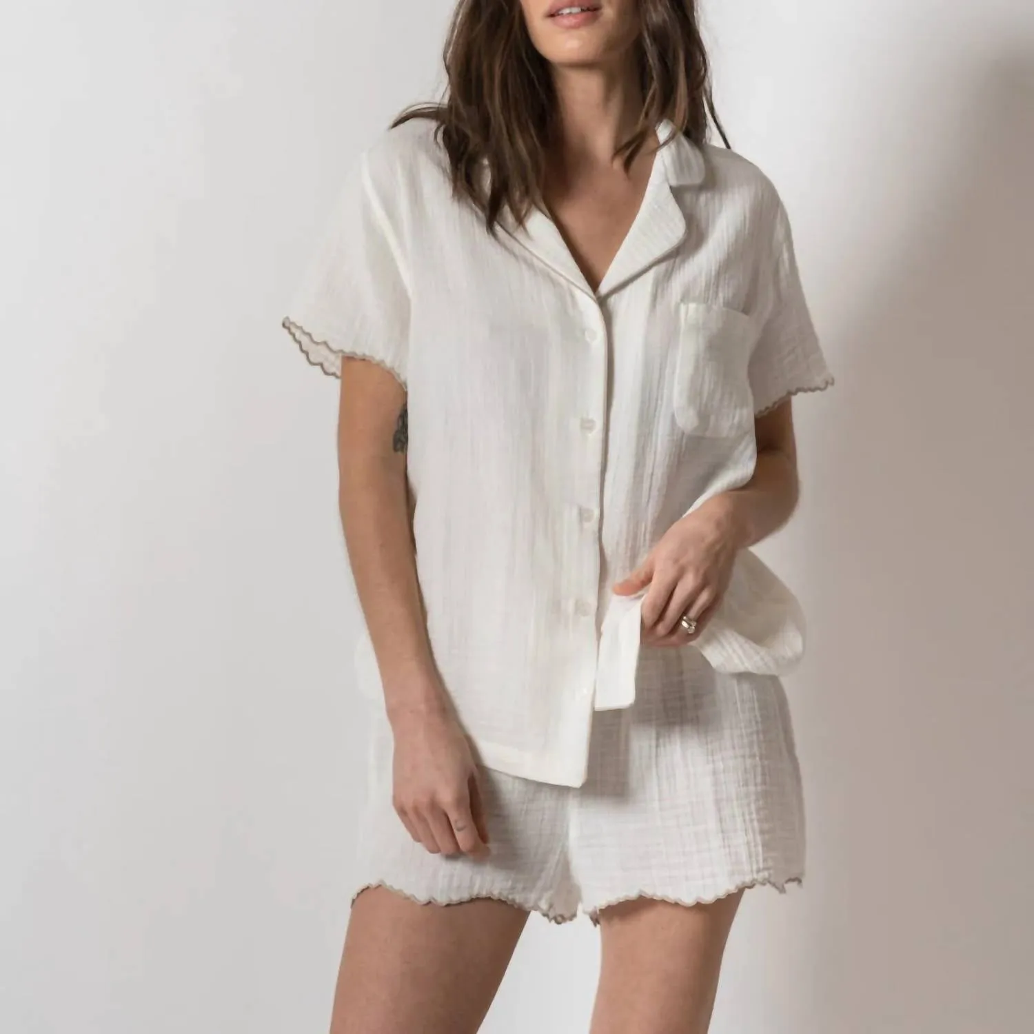 Alaia Short Pajama Set In White