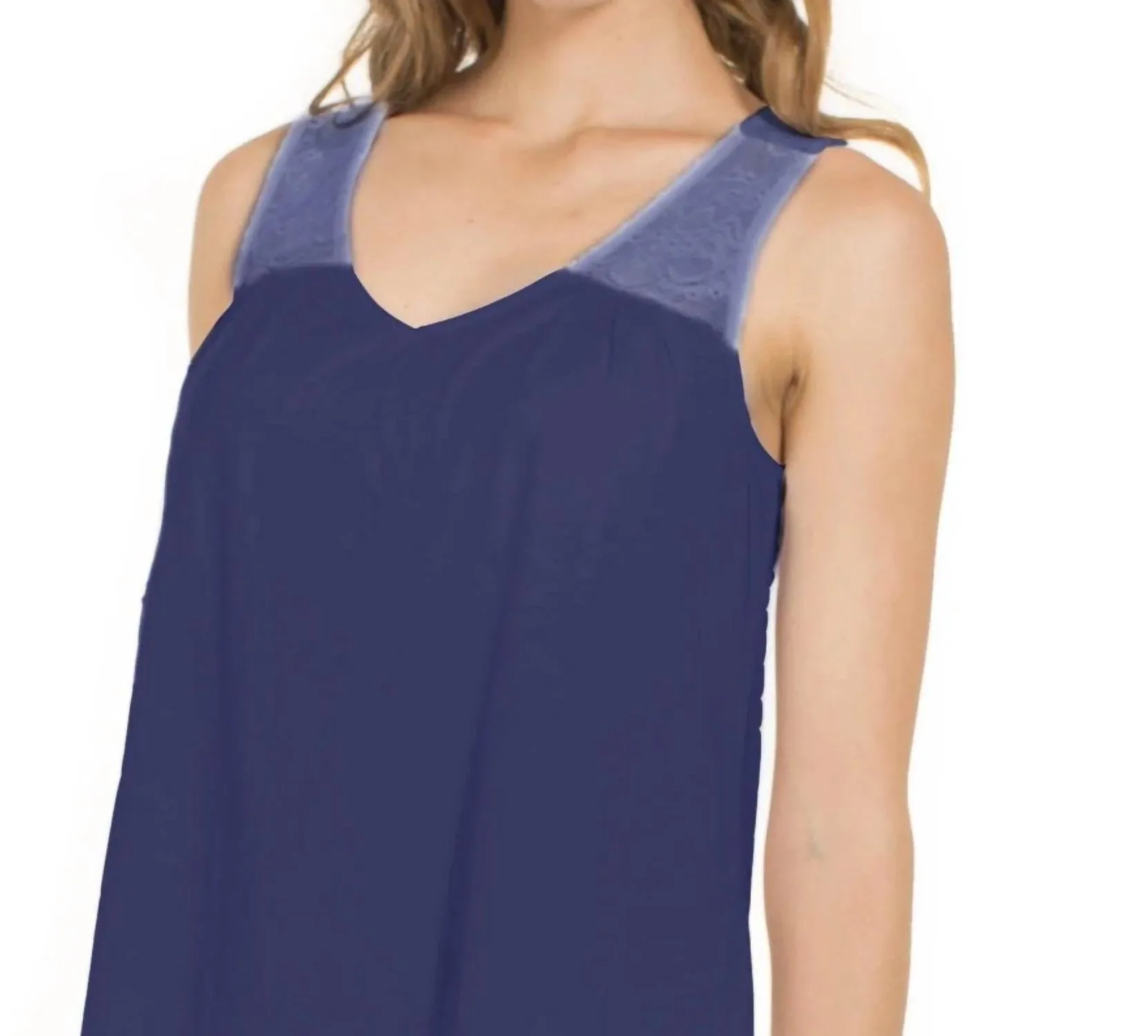 Amber Tank Top Full Length Pant Pajama Set In Pacific Blue