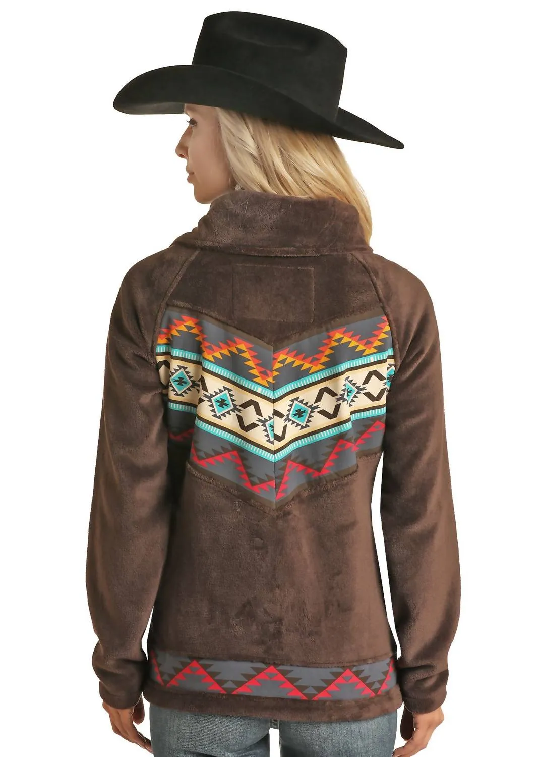 Aztec Micro Fur Jacket In Brown/multi