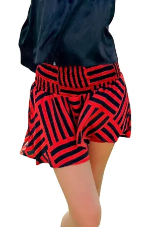 Bailee Smocked Waist Swing Shorts In Natty Champs