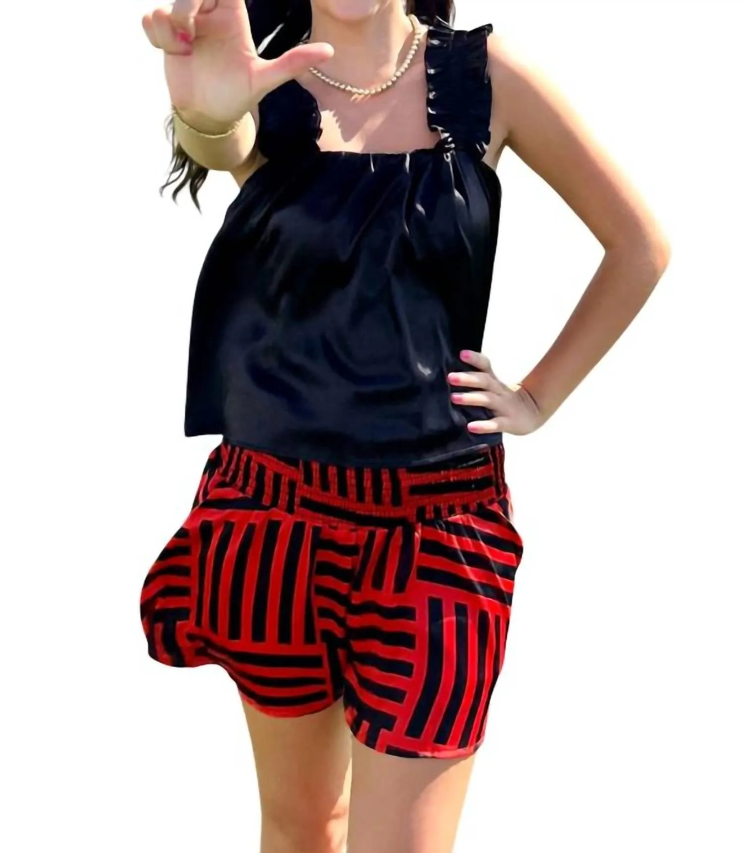 Bailee Smocked Waist Swing Shorts In Natty Champs