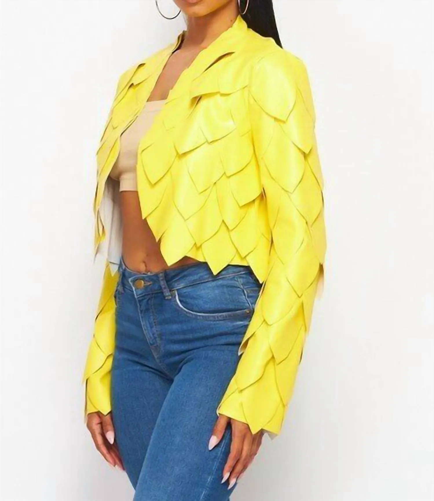 Beyonce Pleather Pacthwork Jacket In Yellow
