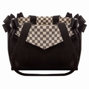 Black Double Nouveau Bow Luxury Dog Carrier with Windsor Check Flaps