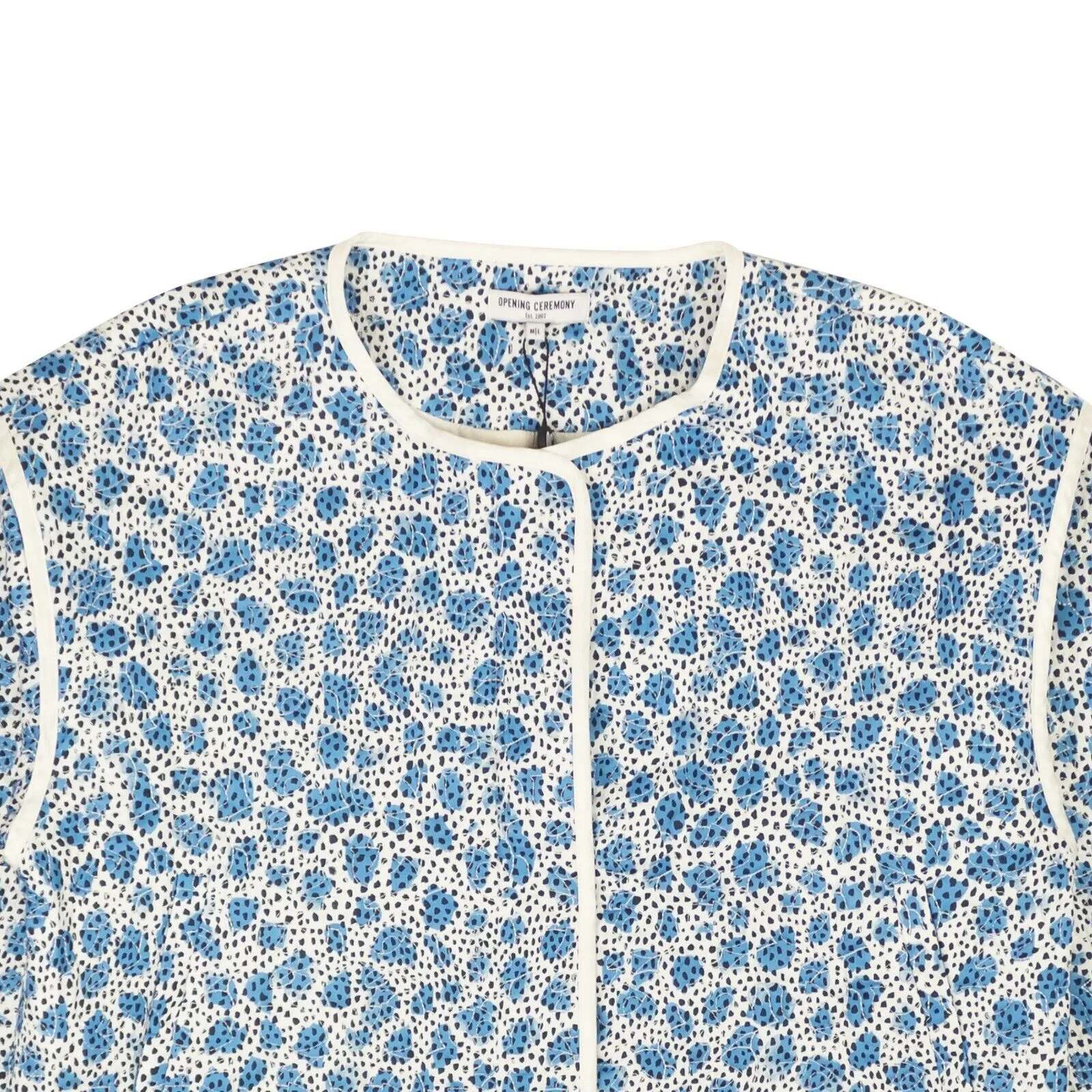 Blue Leopard Printed Quilted Jacket