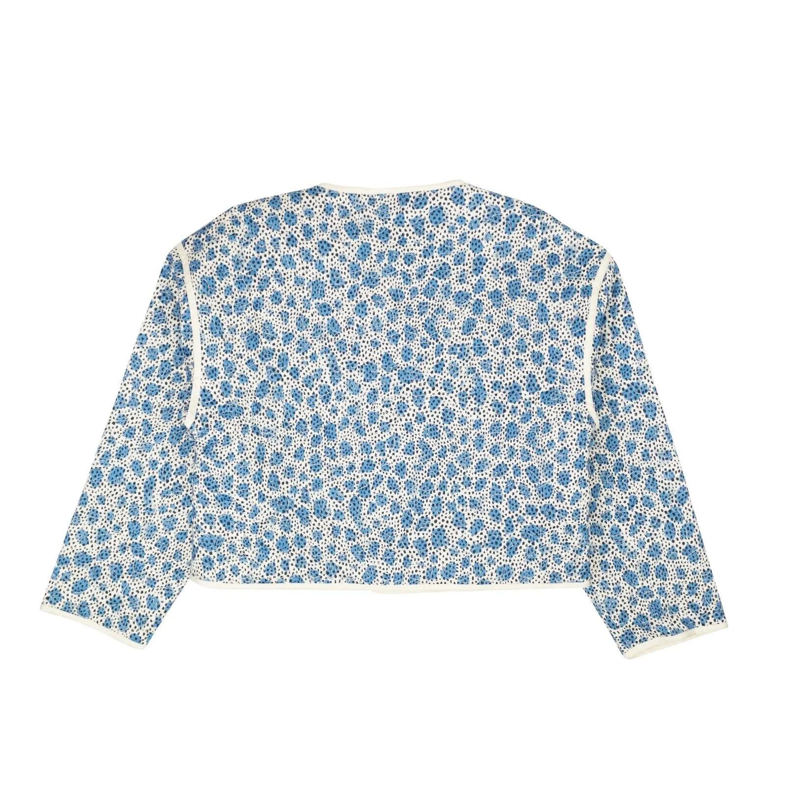 Blue Leopard Printed Quilted Jacket