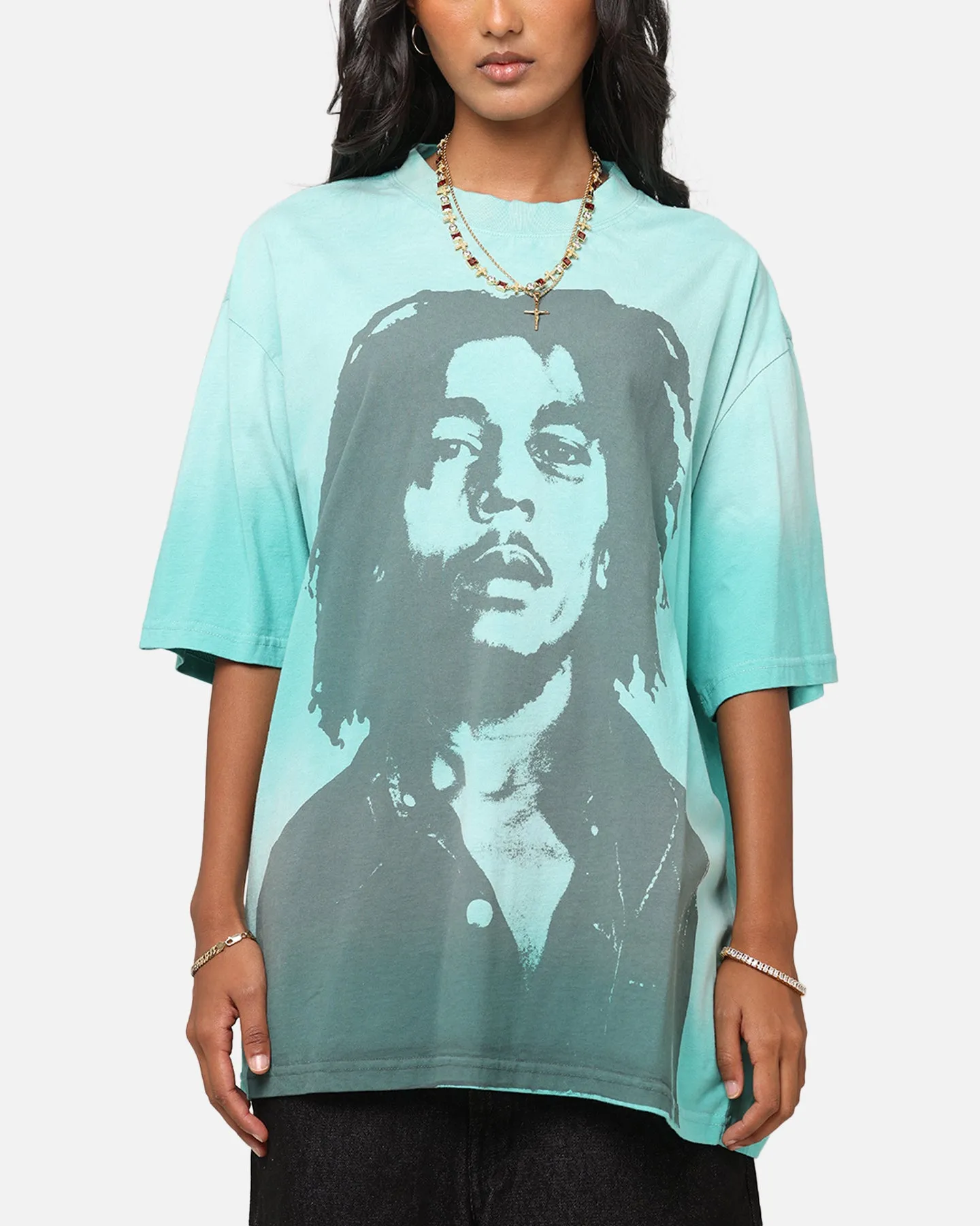 Bob Marley Bob Hem Vintage T-Shirt Washed Teal/Black