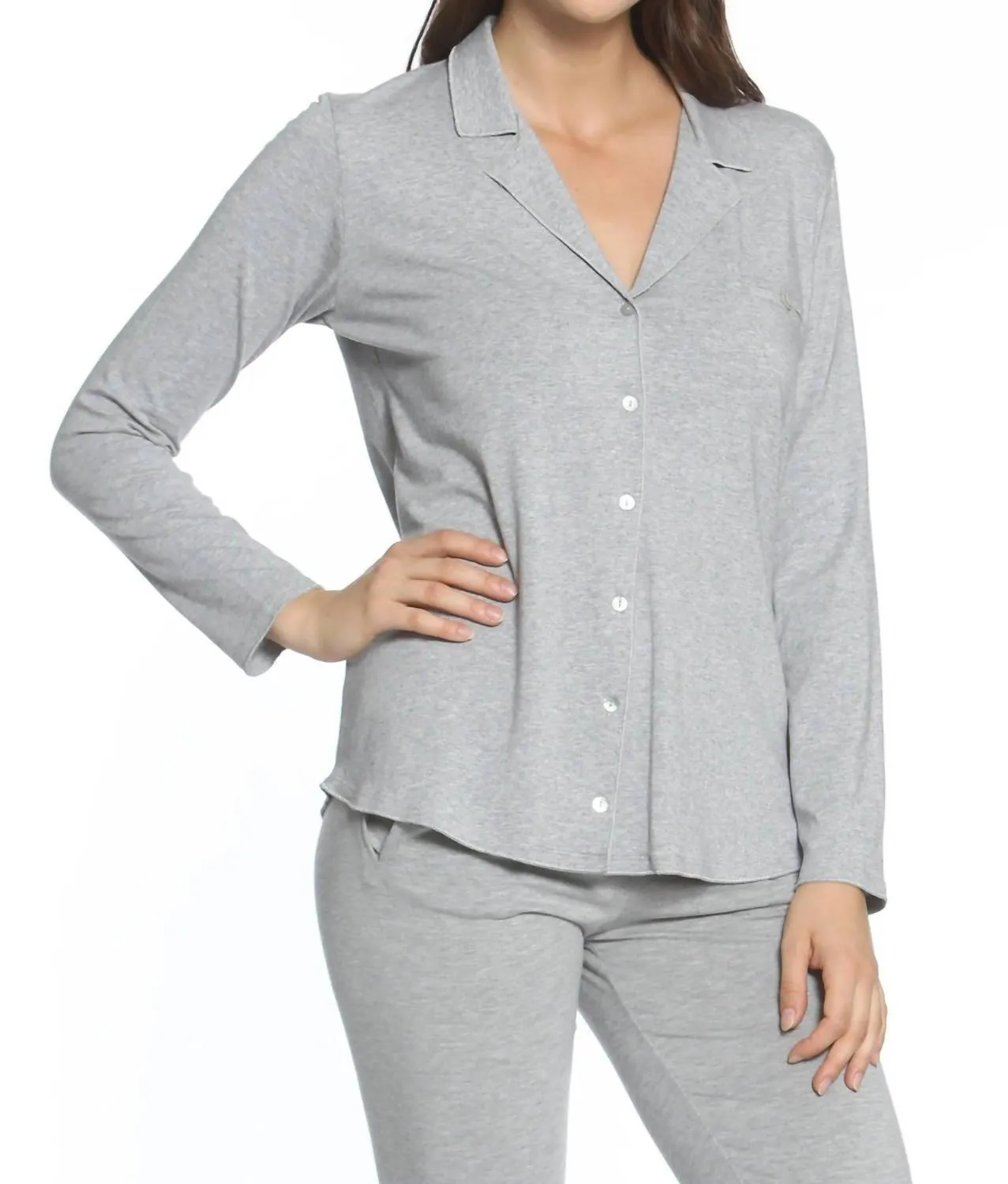 Brenda Long Sleeve Pajama Set In Heather Gray