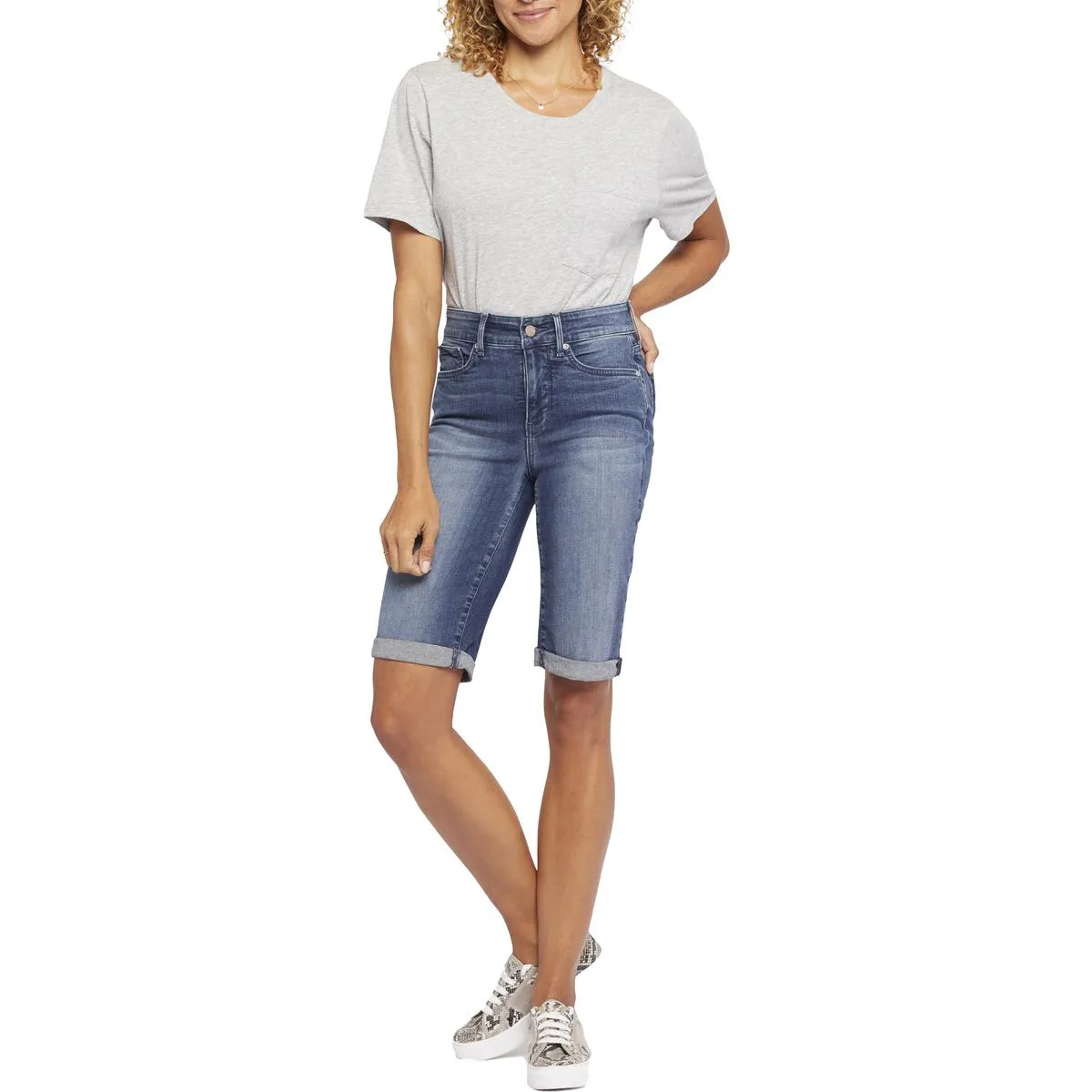 Briella Womens Cuffed Denim Denim Shorts
