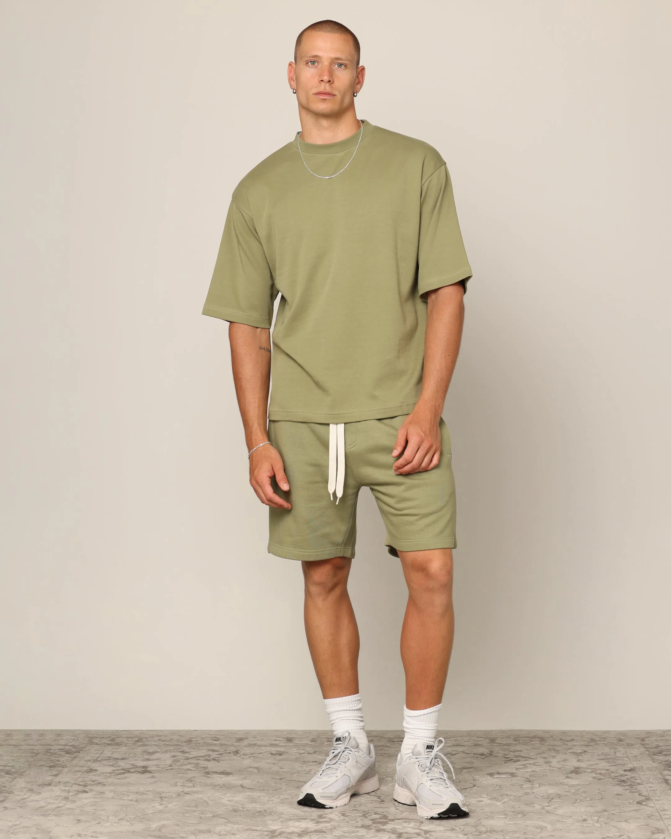 Carr Blanc Classic Sweat Shorts Military