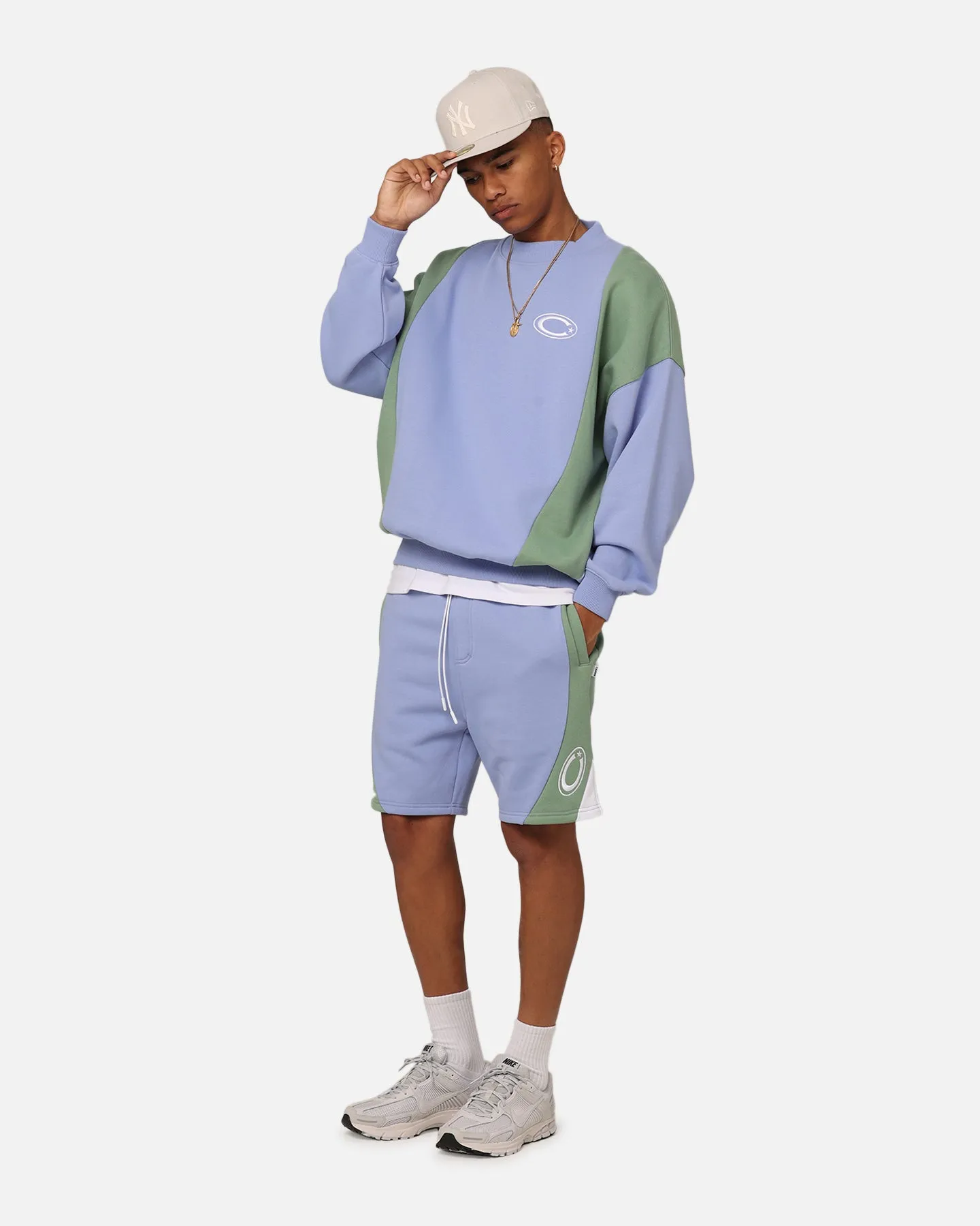 Carre C Star Panelled Shorts Pale Blue