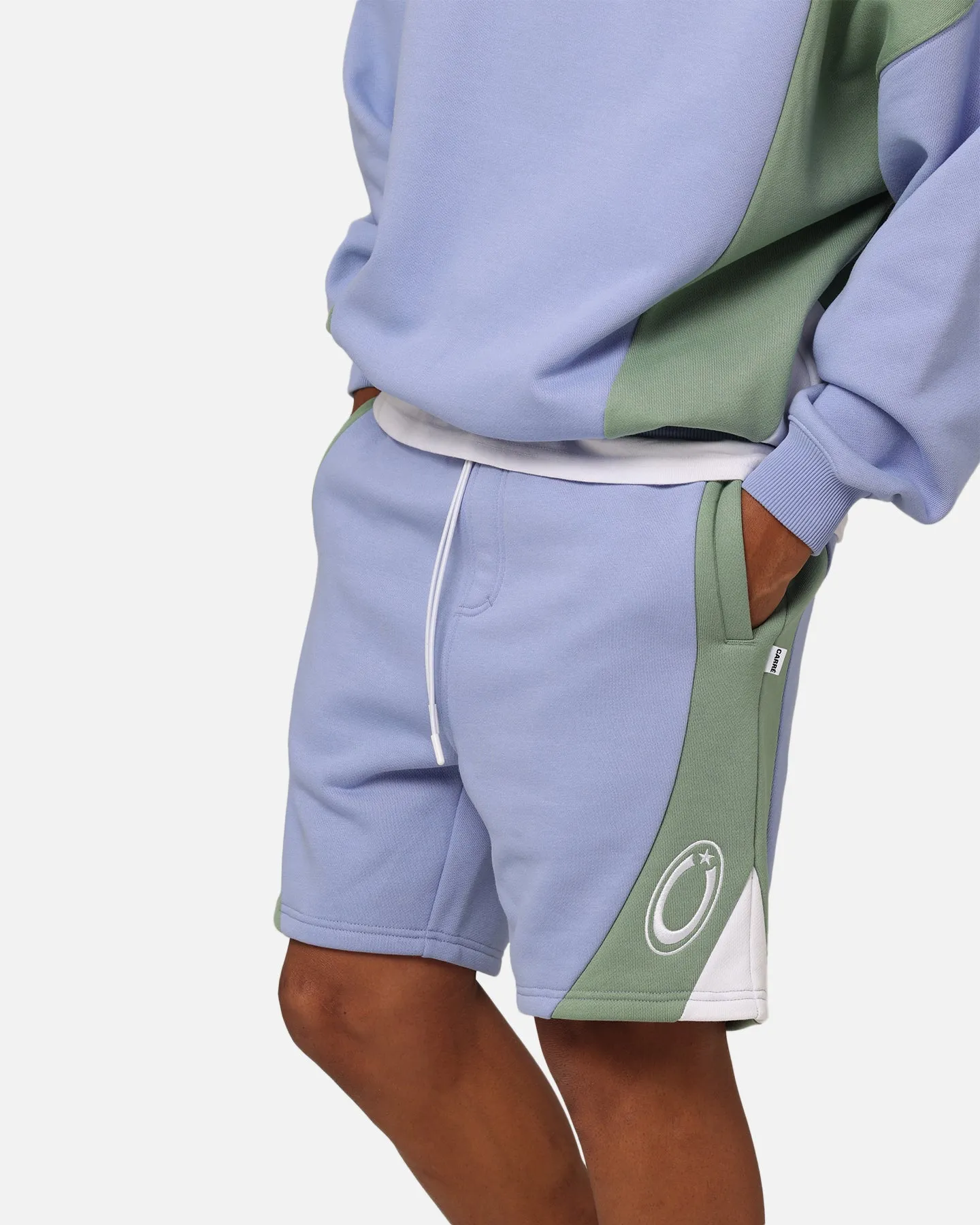 Carre C Star Panelled Shorts Pale Blue