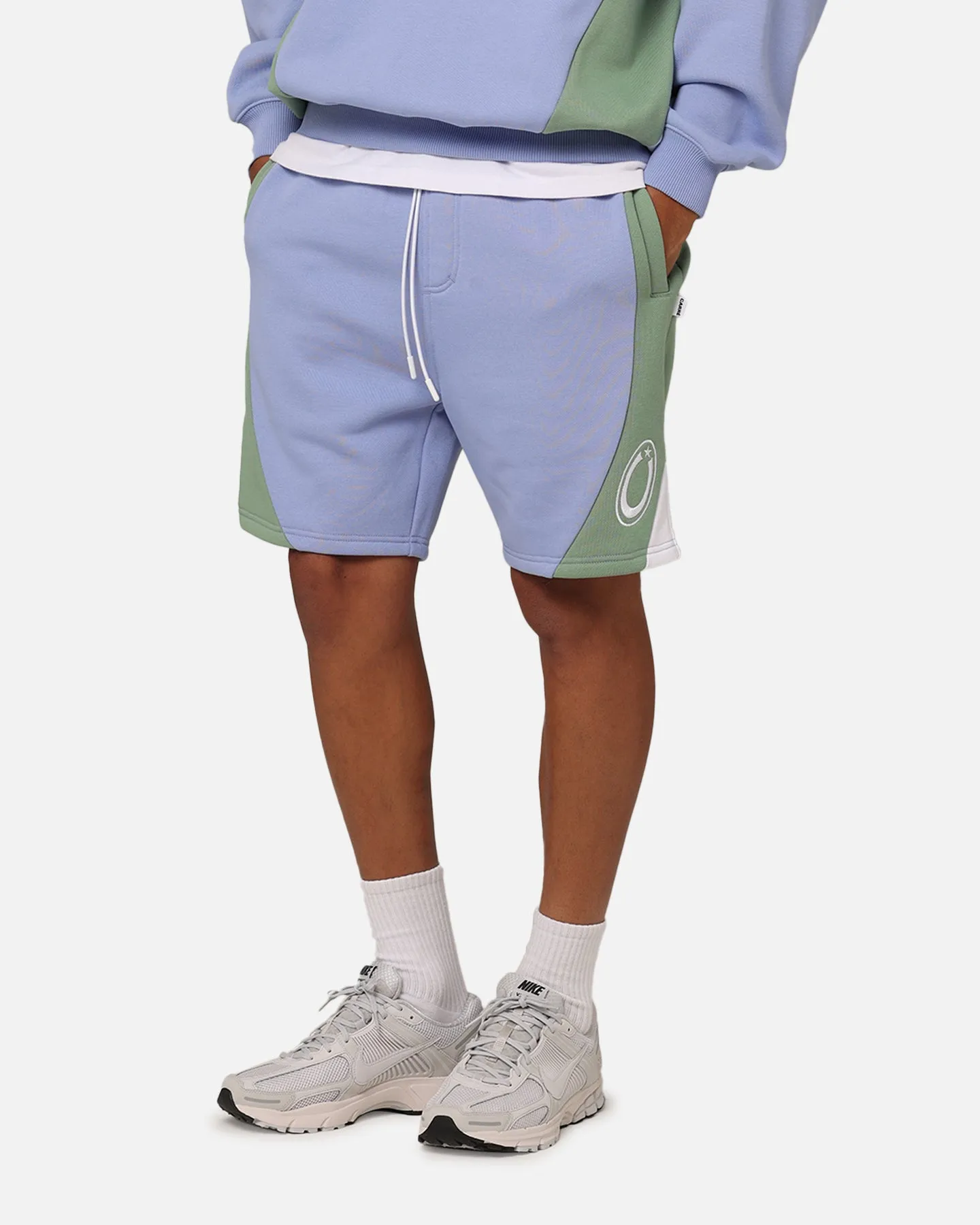 Carre C Star Panelled Shorts Pale Blue