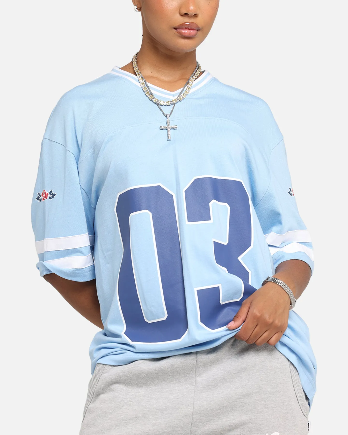 Carre Rose Football T-Shirt Light Blue