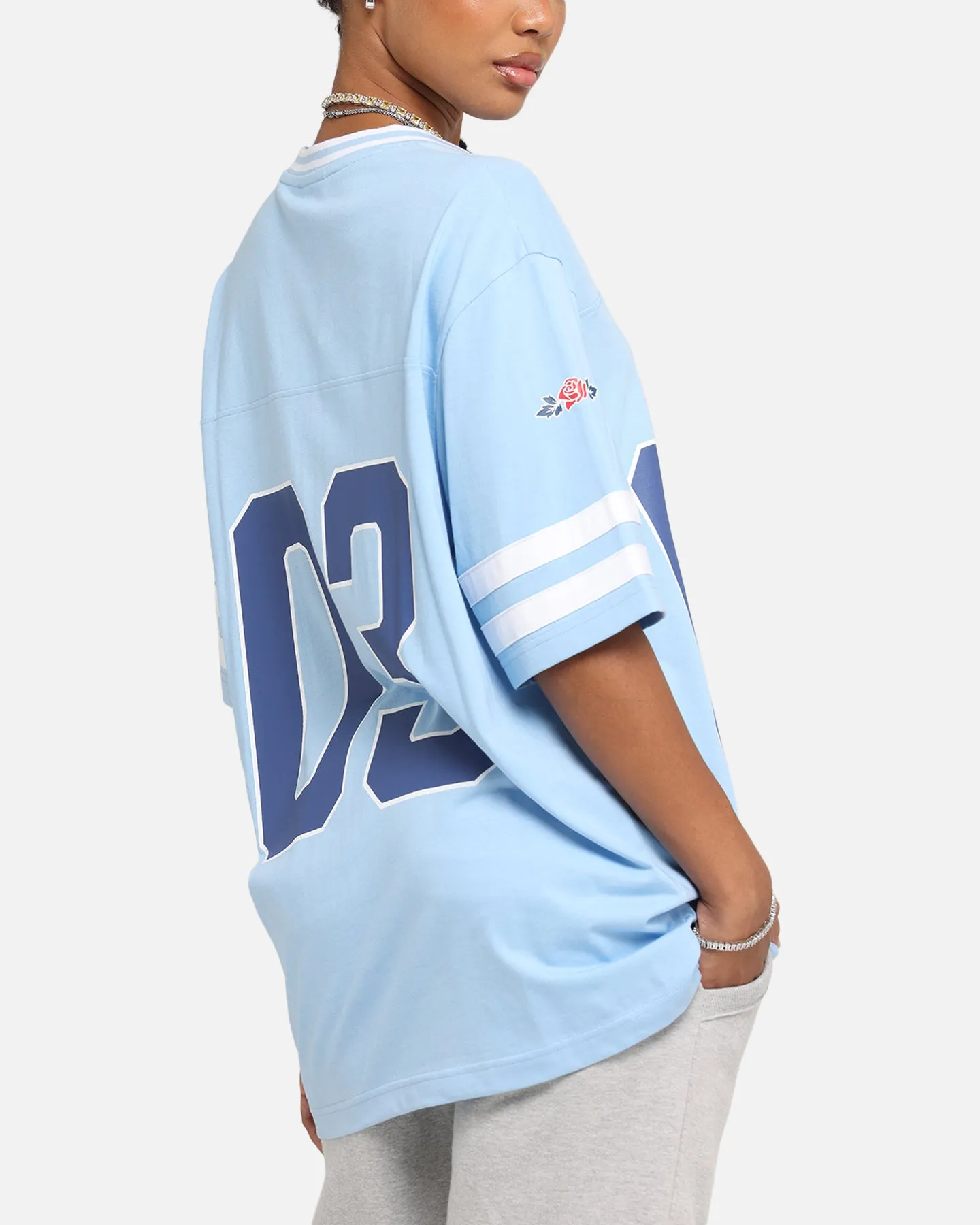 Carre Rose Football T-Shirt Light Blue