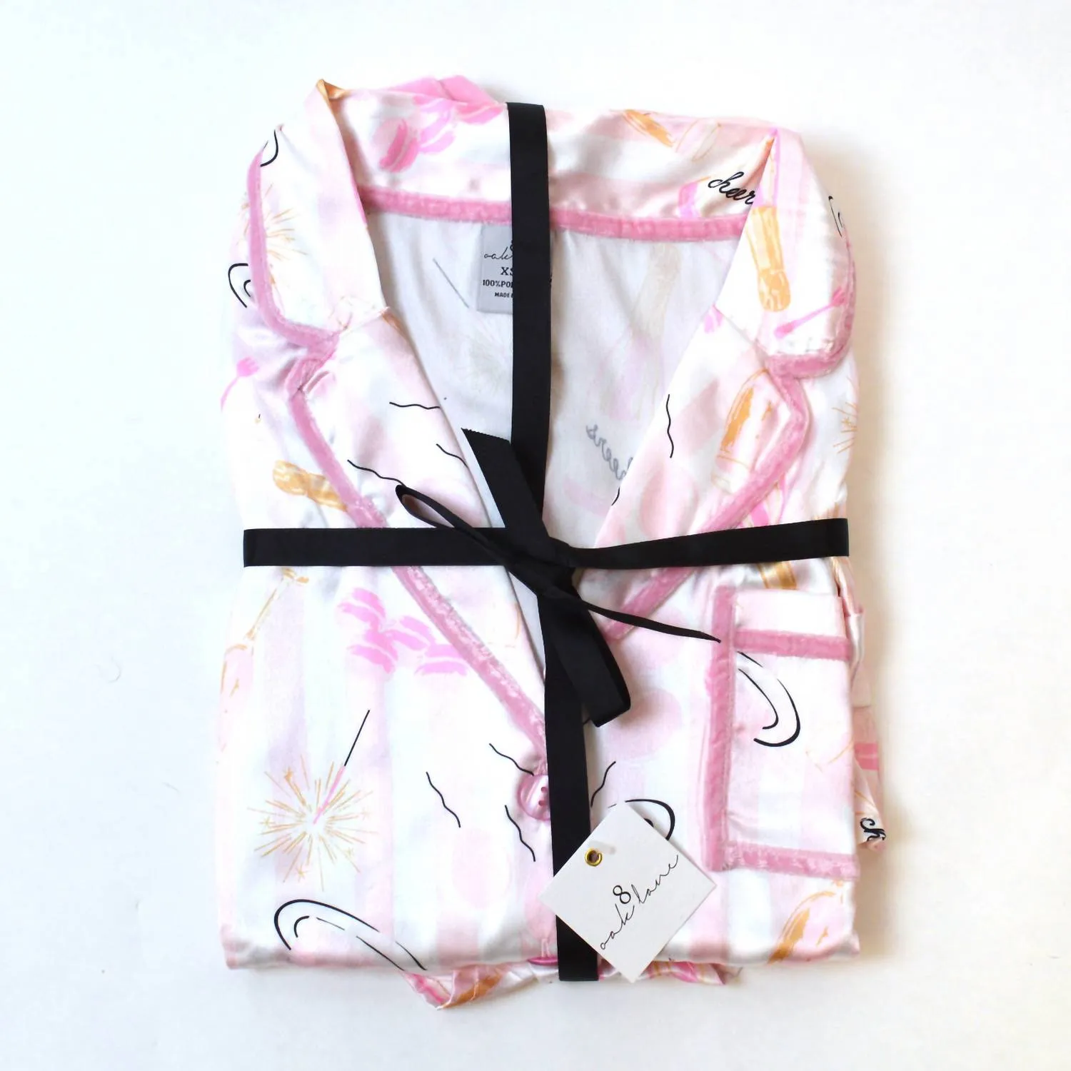 Celebrate Satin Ruffle Short Pj Set In Pink