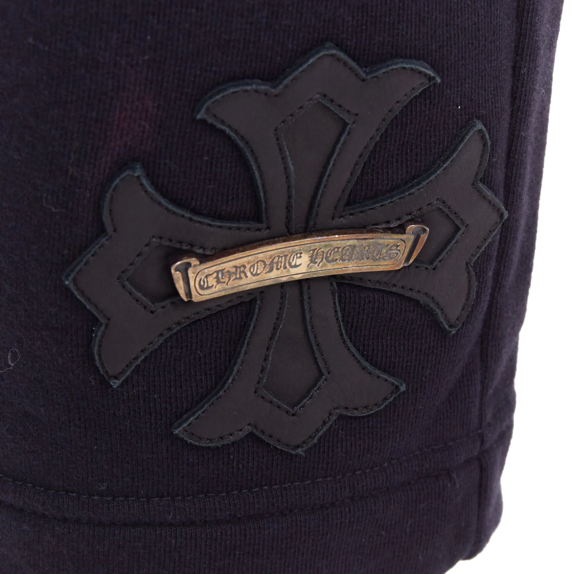 Chrome Hearts leather crucifix cross patch cotton bermuda shorts