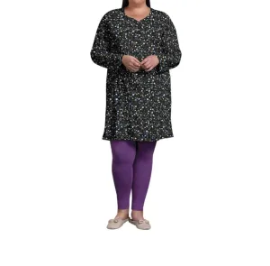 Cotton Long Sleeve Sleep Top - Plus In Black Ditsy Floral