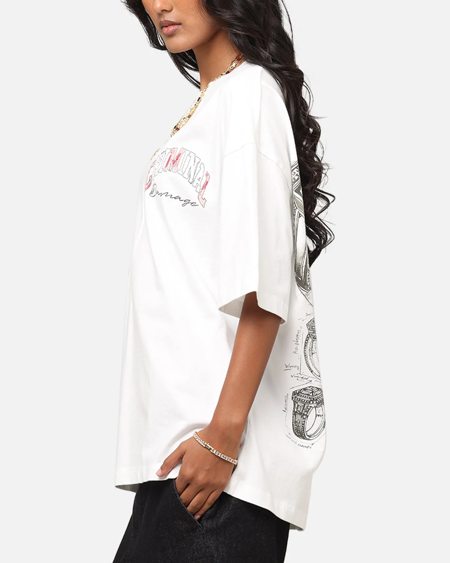 Criminal Damage Diamond Ring T-Shirt Off White