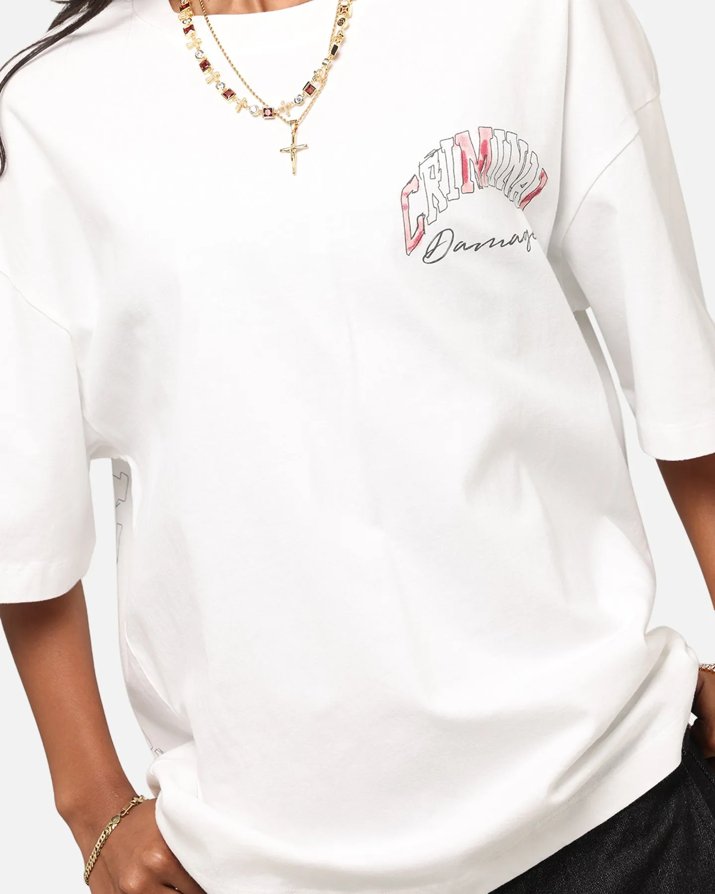 Criminal Damage Diamond Ring T-Shirt Off White