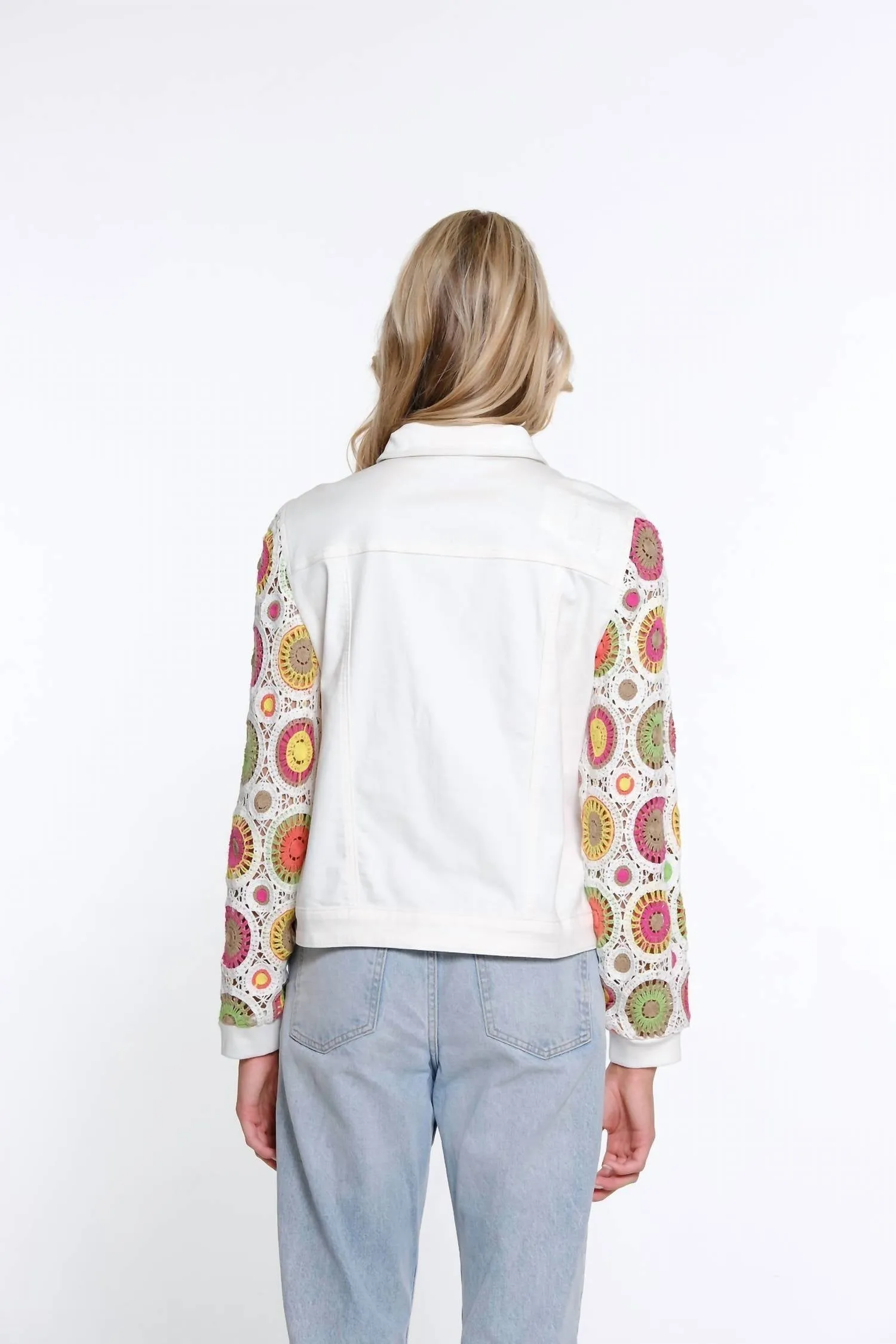 Crochet Sleeves Jacket In White
