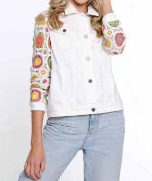 Crochet Sleeves Jacket In White