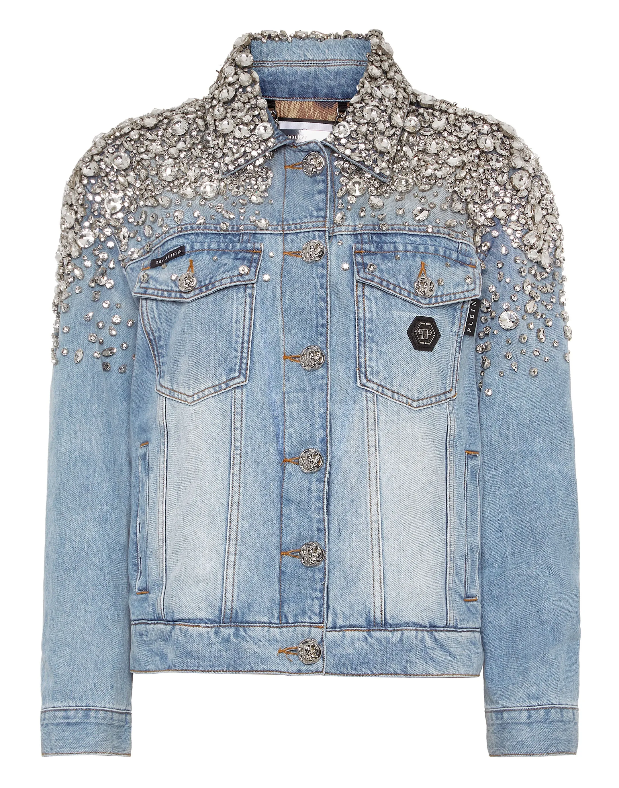 Crystal Stones  Denim Oversize Jacket with Stones