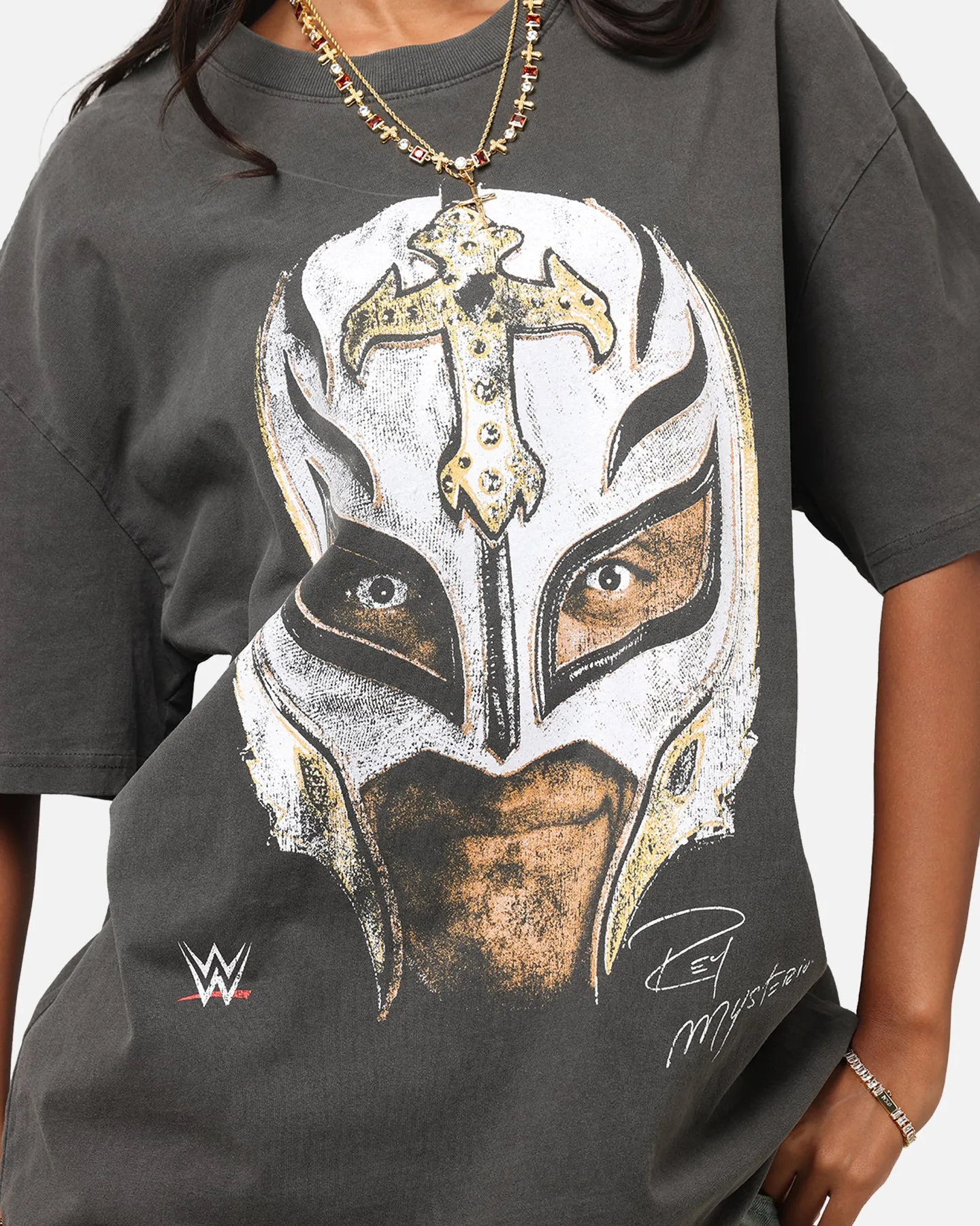 Culture Kings X WWE Rey Mysterio Big Head Heavy T-Shirt Black Wash