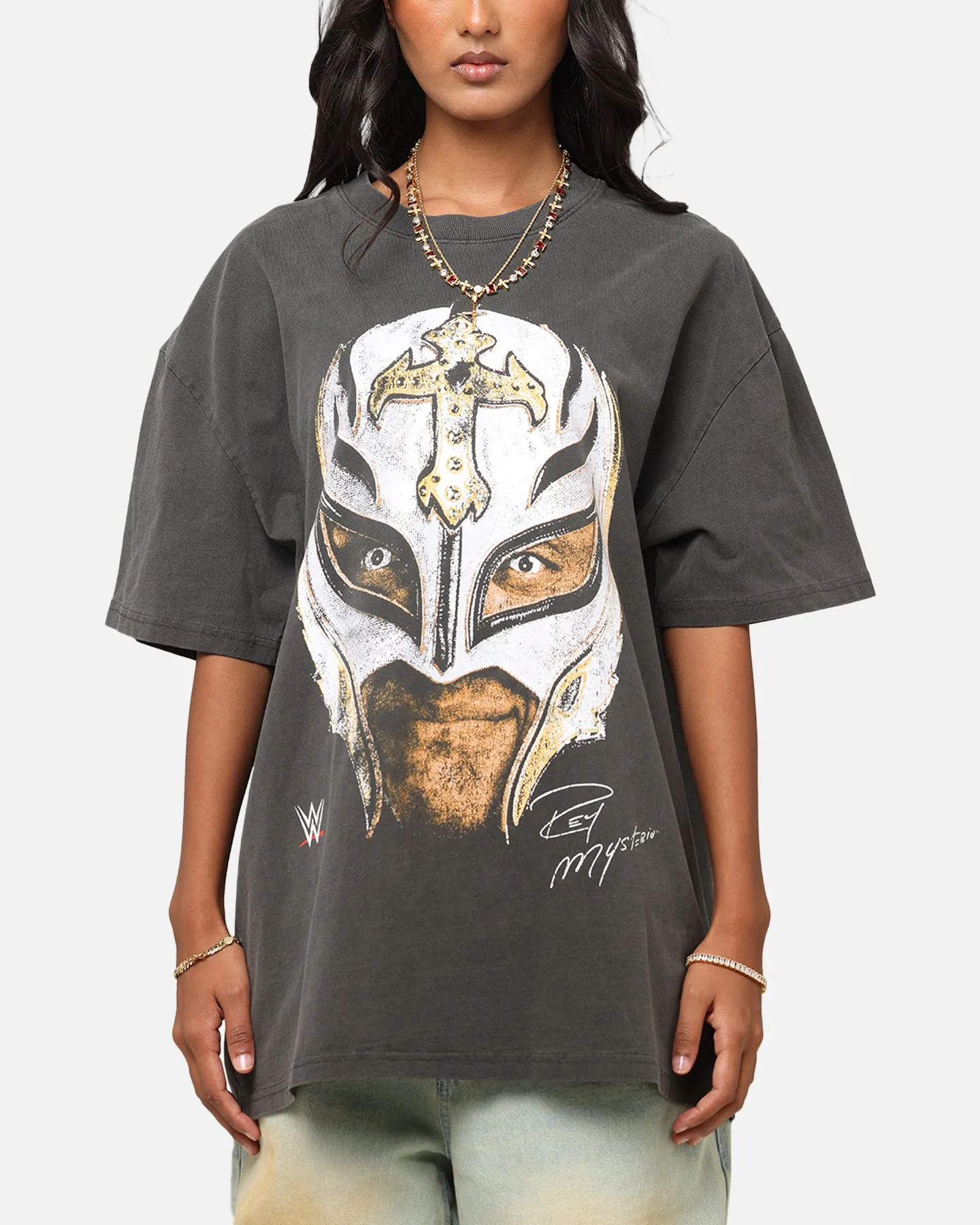 Culture Kings X WWE Rey Mysterio Big Head Heavy T-Shirt Black Wash