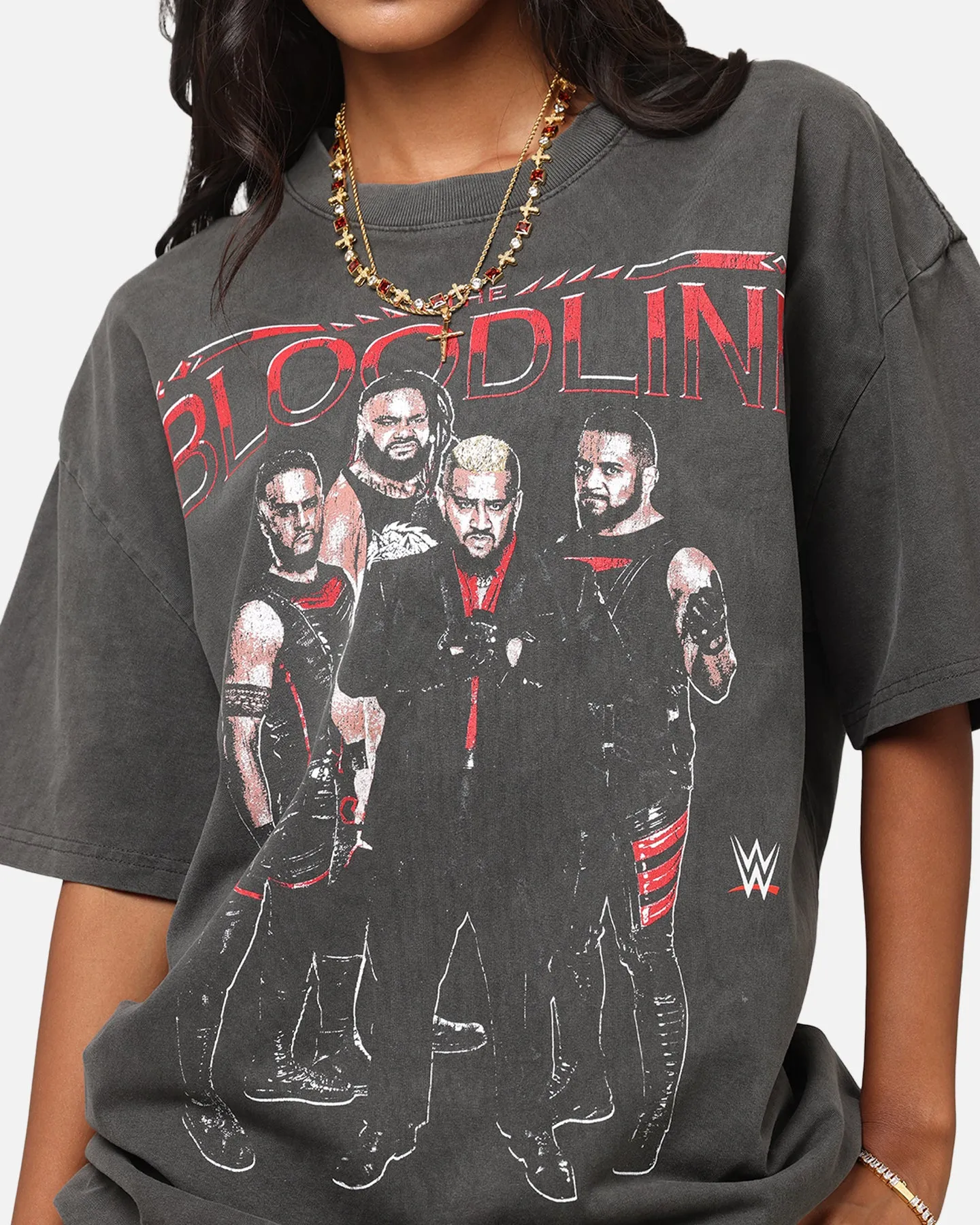 Culture Kings X WWE The Bloodline Heavy T-Shirt Black Wash