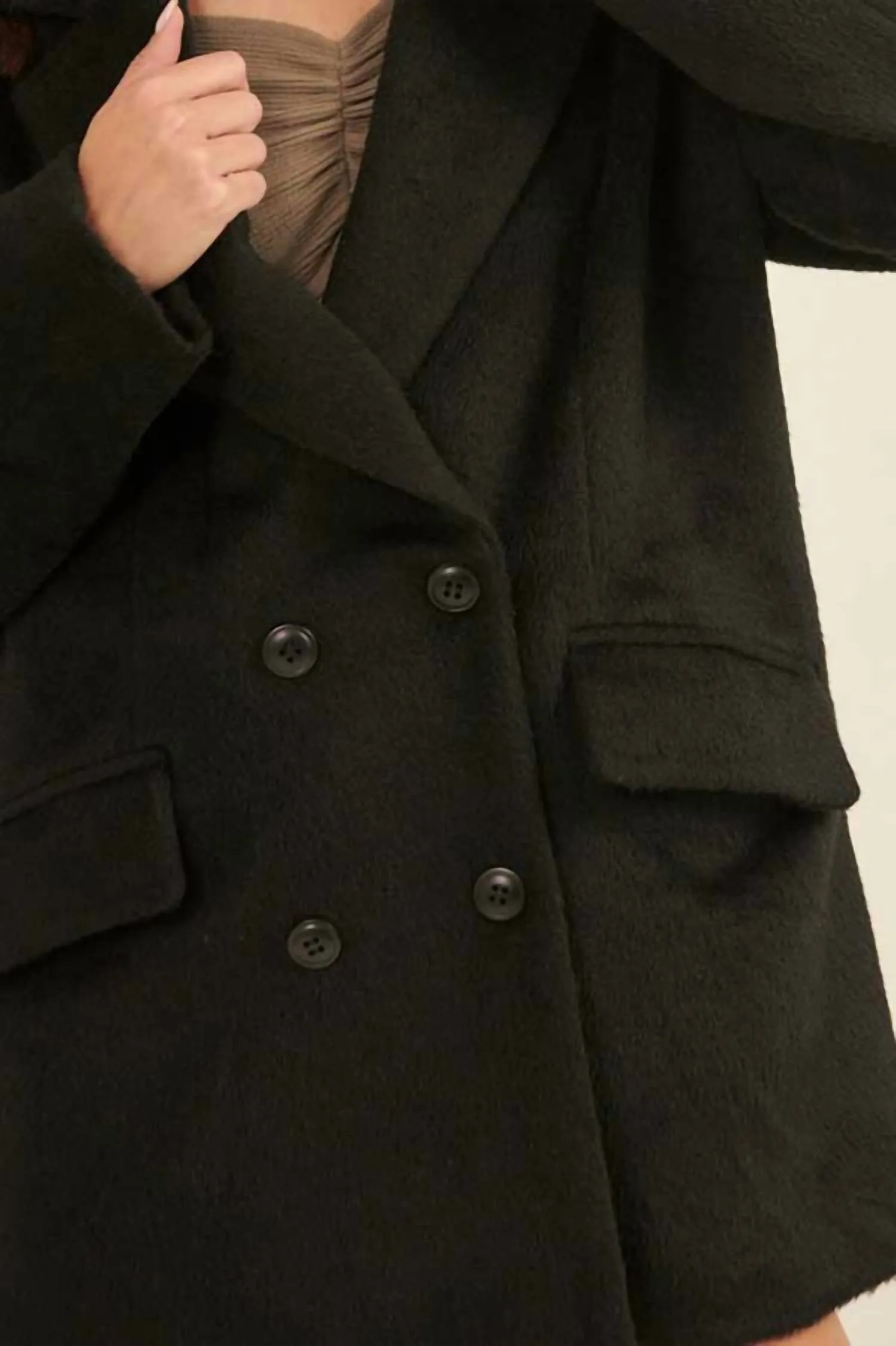 Double Breasted Overcoat In Black