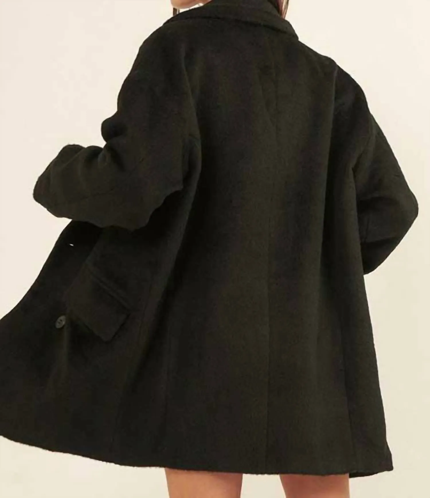 Double Breasted Overcoat In Black