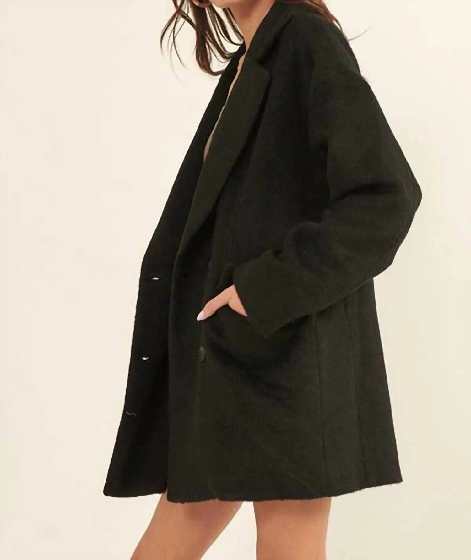Double Breasted Overcoat In Black