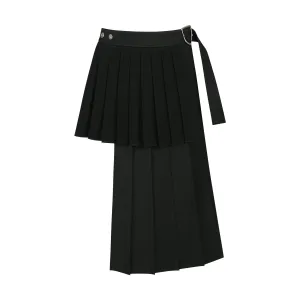Double Pleated Wrap Skirt 'Black'