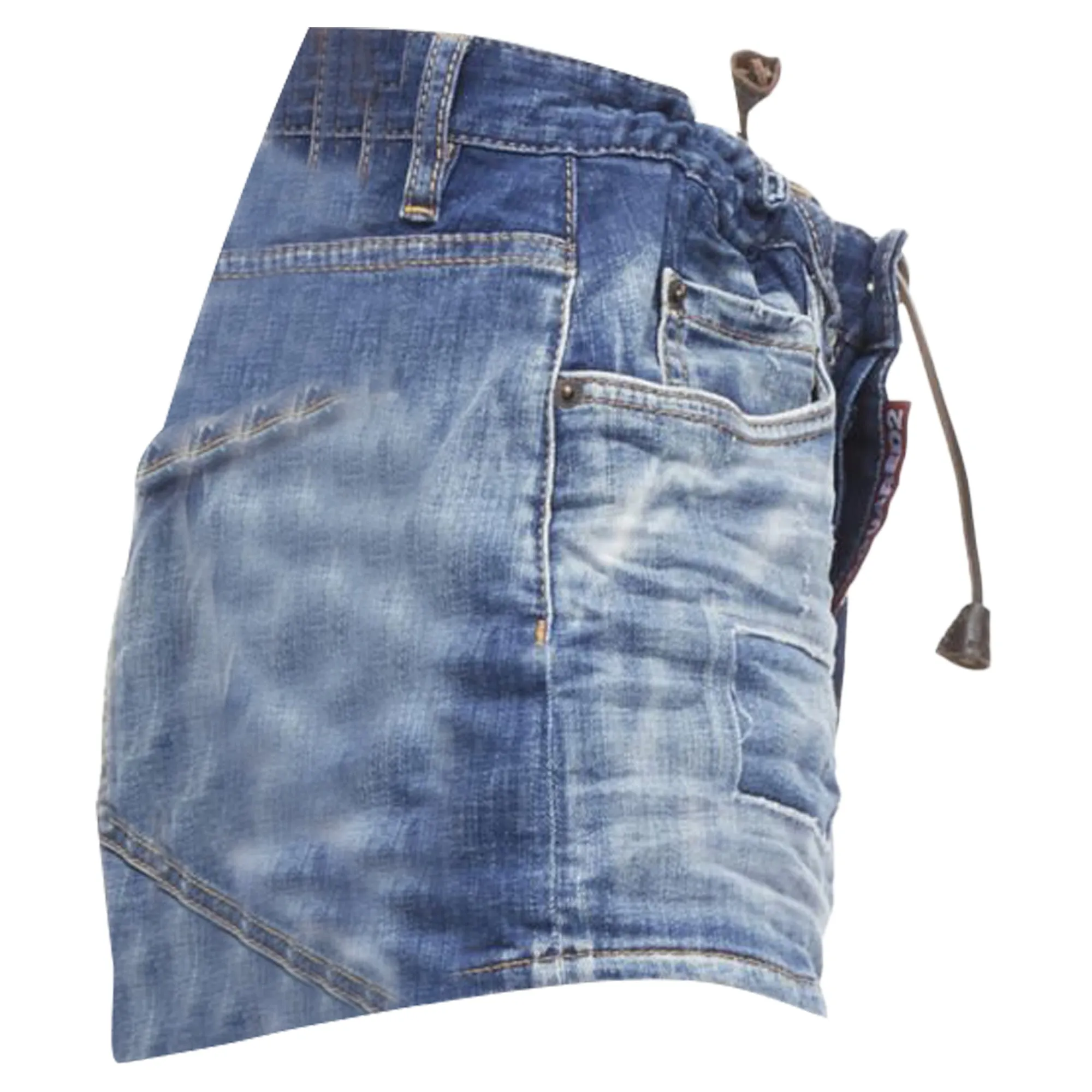 Dsquared2 logo tag drawstring paperbag bloomer denim shorts hot